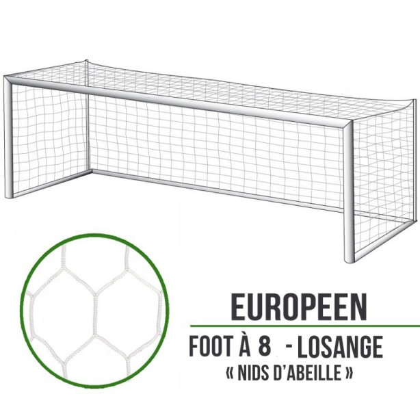 Honeycomb soccer nets 8 - 6.10x2.10x1.50x1.50m - Pair