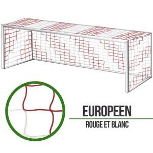 European 11-a-side soccer nets - White/Red - Pair