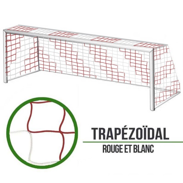 11-a-side soccer nets Trapezoid - Red/White - Pair