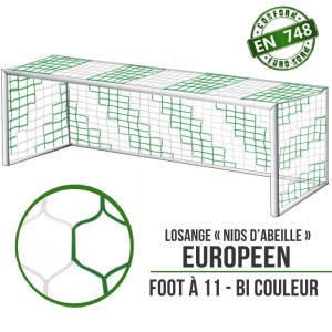 Filet de but de foot losange Européen - Blanc/Vert - La paire