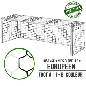 European diamond soccer net - White/Black - Pair
