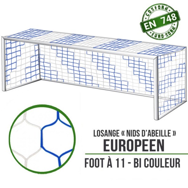 European diamond soccer net - White/Blue - Pair