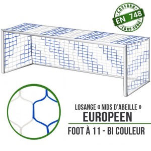 European diamond soccer net - White/Blue - Pair