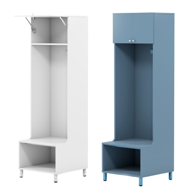 Foot locker on metal stand