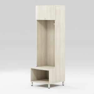 Foot locker on metal stand