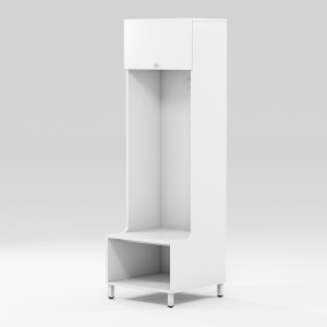 Foot locker on metal stand