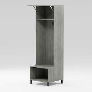 Foot locker on metal stand