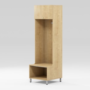 Foot locker on metal stand