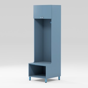 Foot locker on metal stand