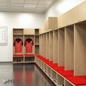 Football changing room on plinth