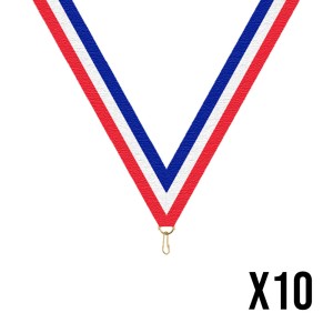 Pack of 10 medal ribbons - Blue/White/Red - 22 mm