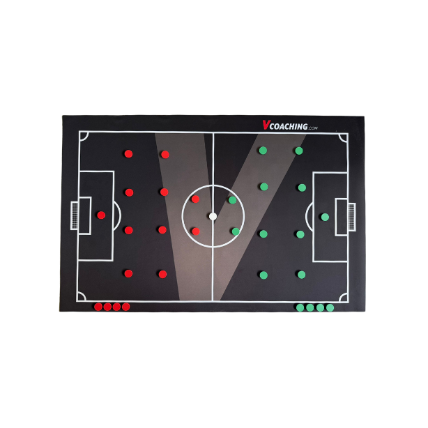 Football Tactical Table Mat – 120 x 77 cm – Vcoaching – 30 markers (green & red)