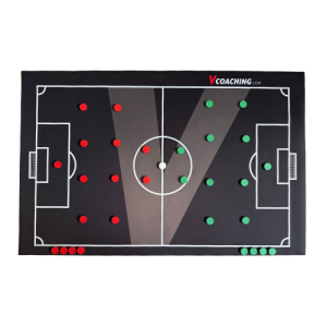 Tapis de table tactique football - 120 x 77 cm - Vcoaching - 30 pions (vert & rouge)
