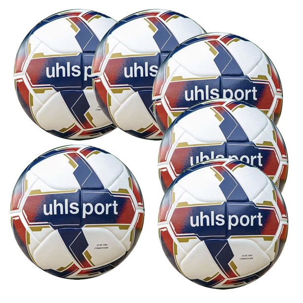 Uhlsport Elite Pro Competition Size 5 Football Pack of 6 - White/Red