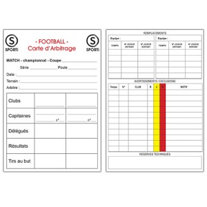 Carnet de 15 cartes seules d'arbitrage football