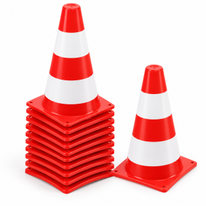 Lot de 10 cônes réfléchissant à bandes - 23 cm