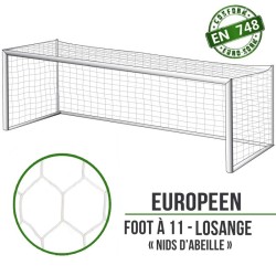 Filet De But De Foot 11 – 7.32x2.44m, Maille 120mm, Couleur Blanc/rouge (vendu à L’unité)
